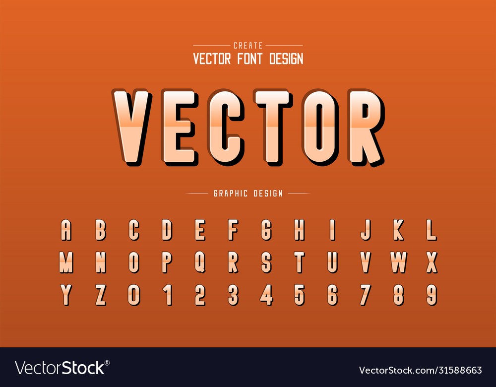 Reflective round font and alphabet gradient vector image Reflective round font and alphabet gradient