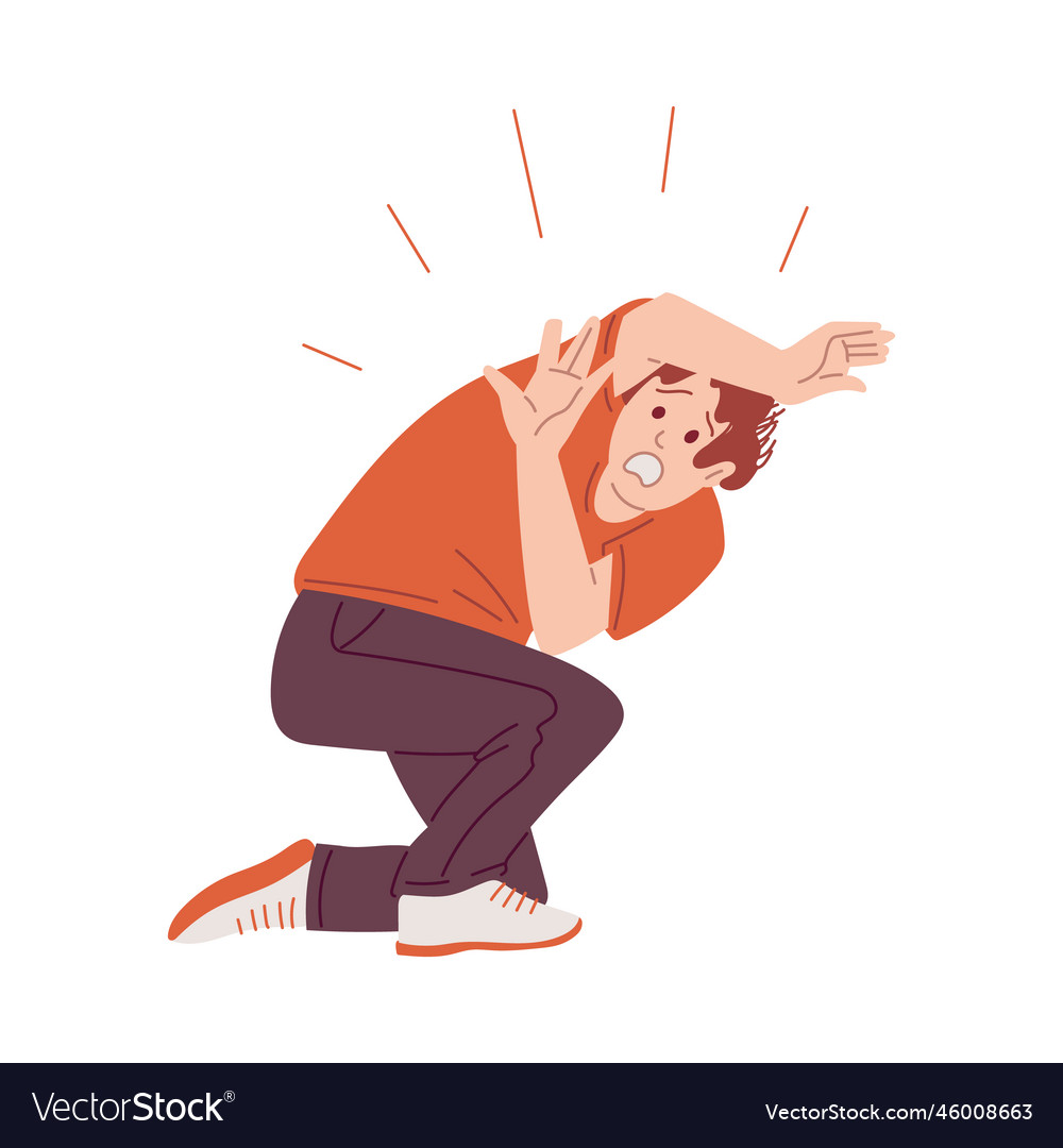 Scared fearful man in panic and emotional shock Vector Image