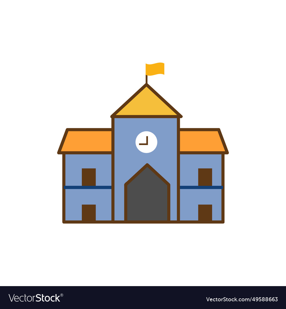 School building cartoon icon isolated Royalty Free Vector