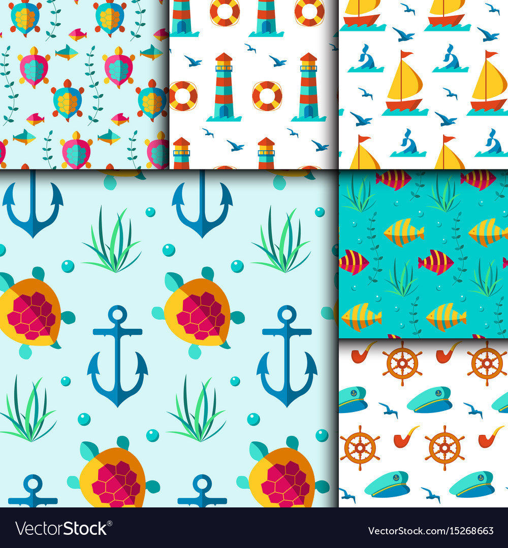 Seamless patterns with nautical elements