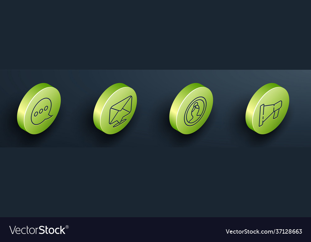 Set isometric speech bubble chat envelope create