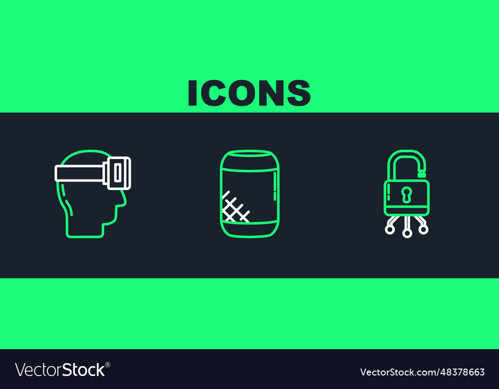 Set line lock on digital circuit board virtual vector image Set line lock on digital circuit board virtual