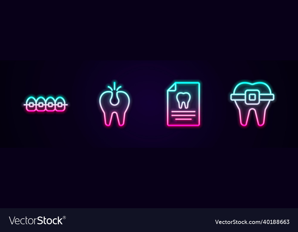 Set line teeth with braces broken tooth