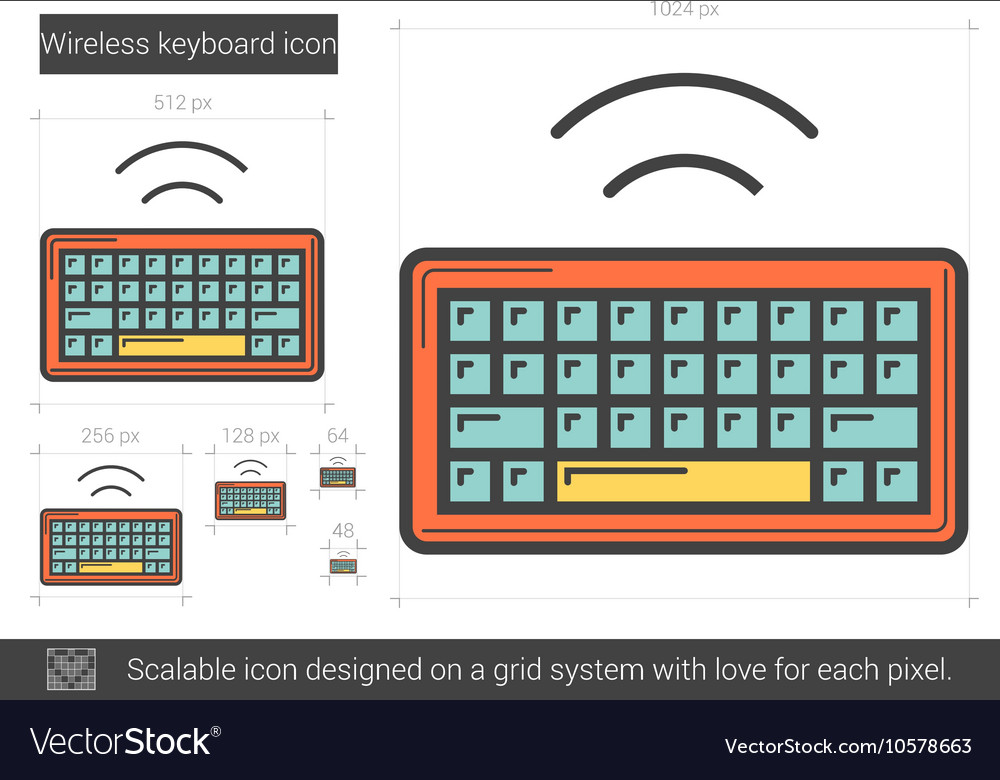 Wireless keyboard line icon