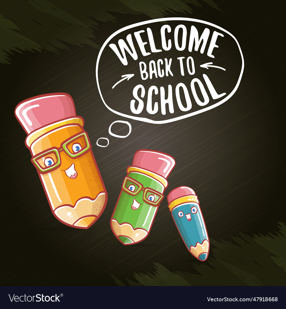 Back to school banner or poster with cartoon funky