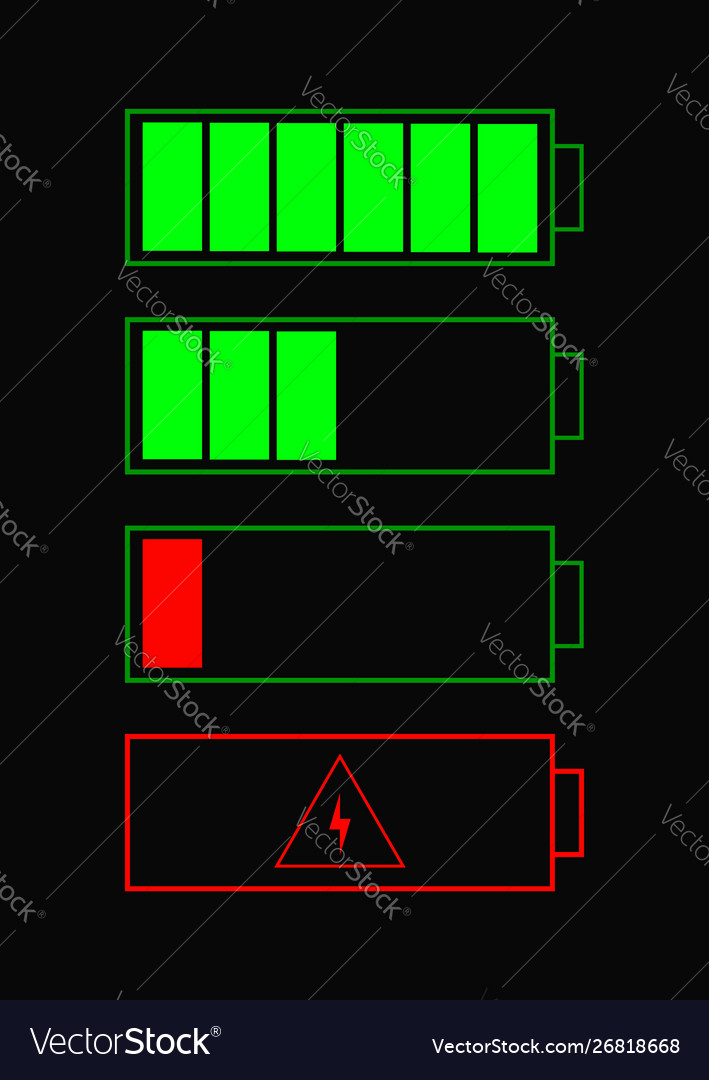 Battery indicator items icons set vector image Battery indicator items icons set