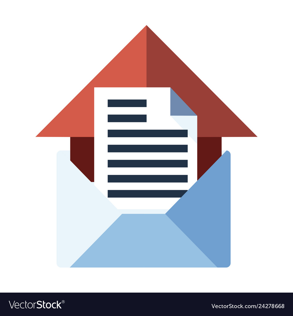 Blue flat icon open envelope and message object vector image Blue flat icon open envelope and message object