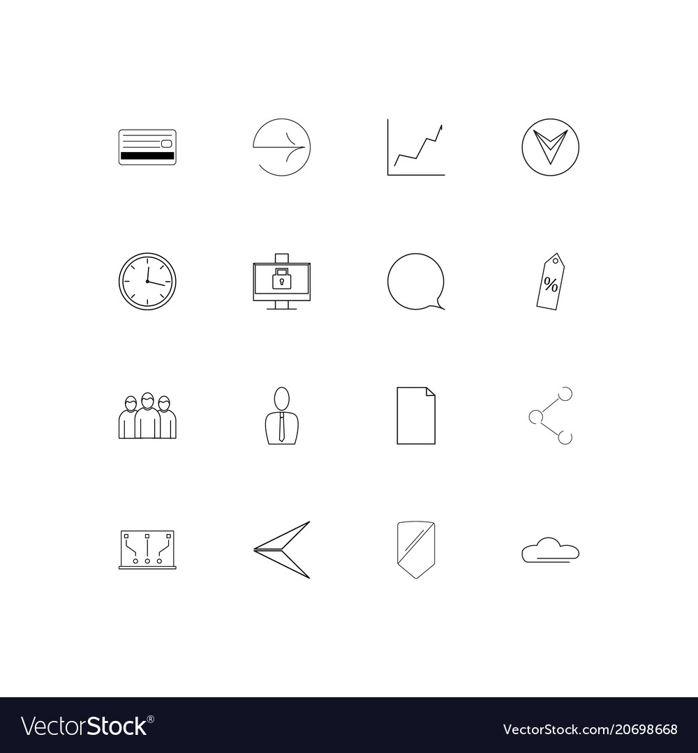 Business simple linear icons set outlined