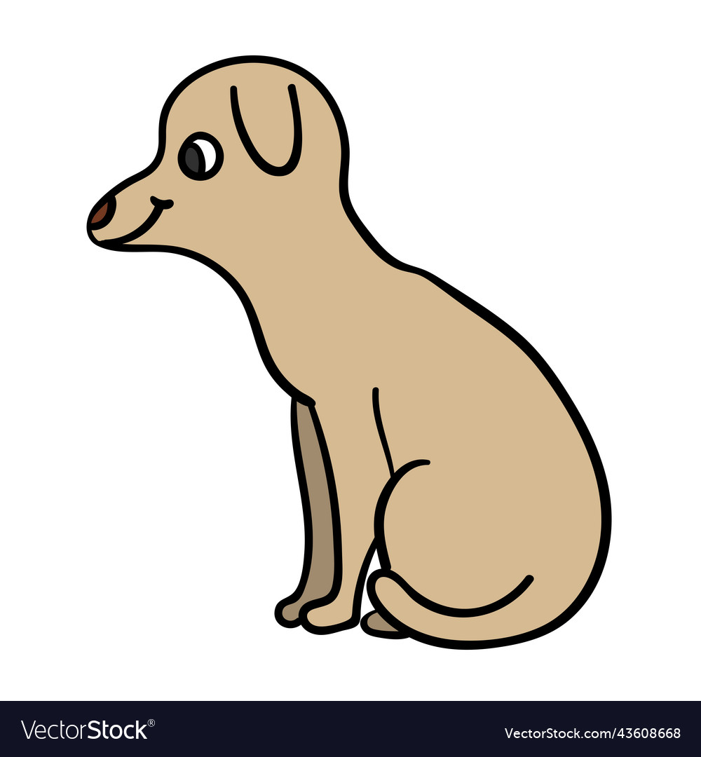 Cartoon doodle linear dog isolated Royalty Free Vector Image