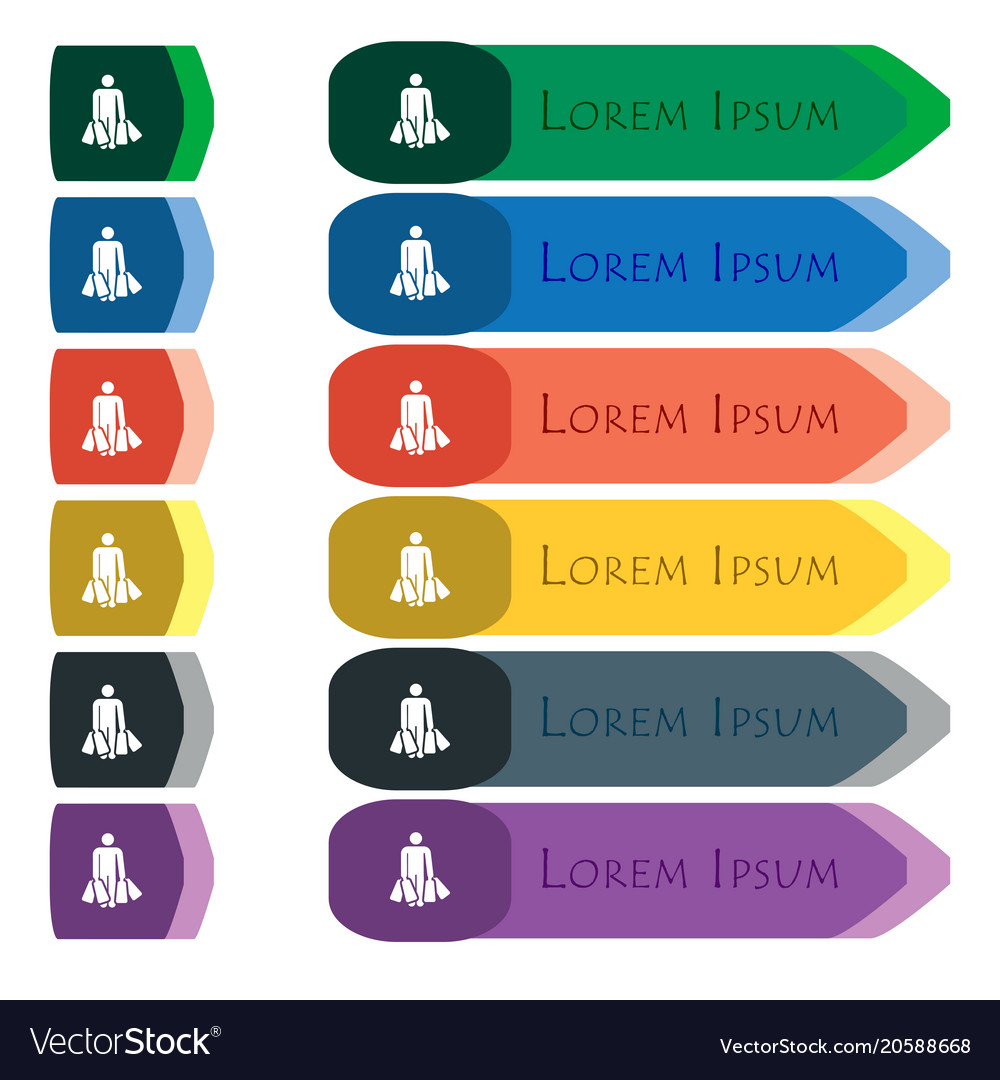 Colorful icons and signs in the form of a button