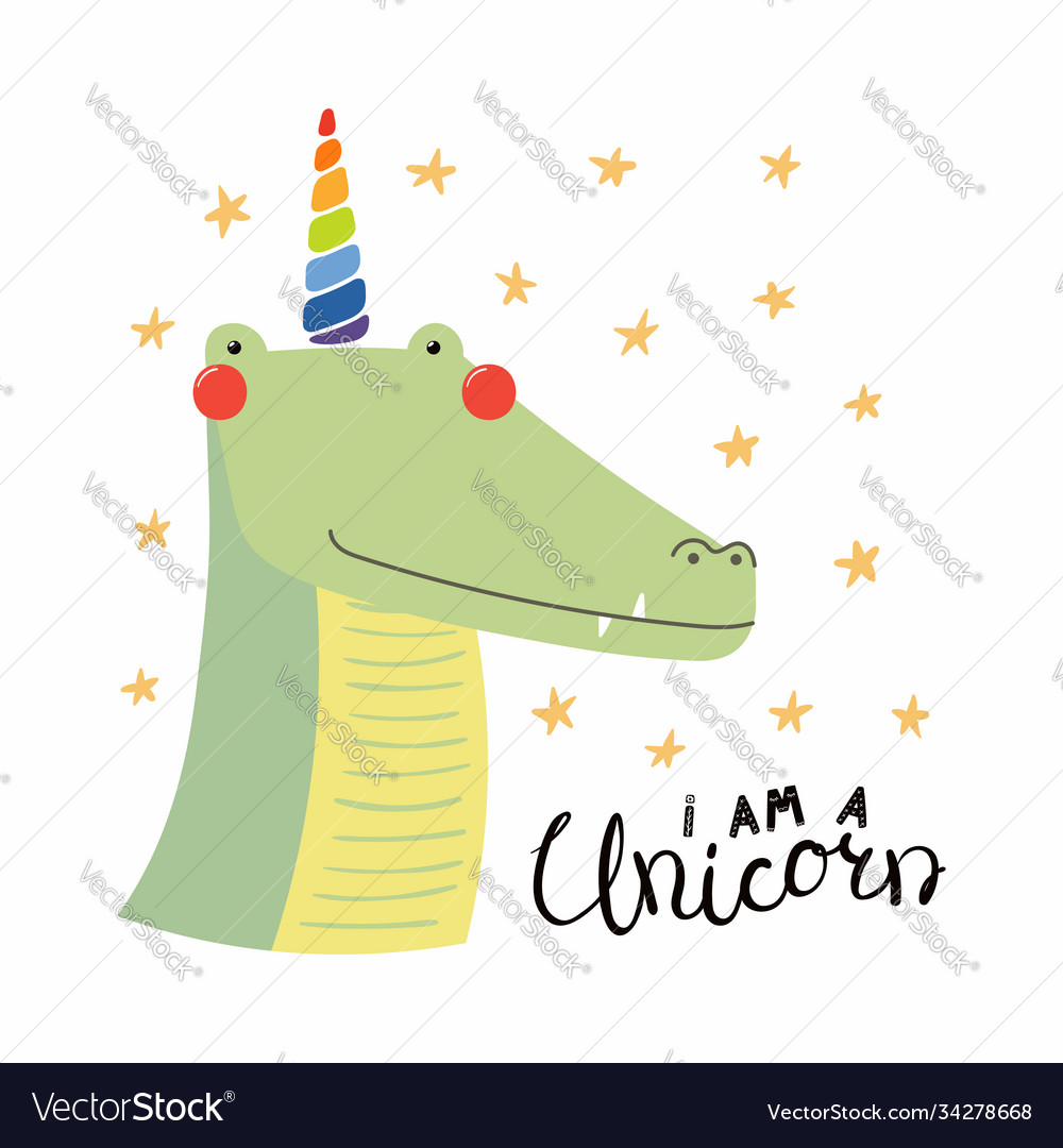 Cute unicorn crocodile