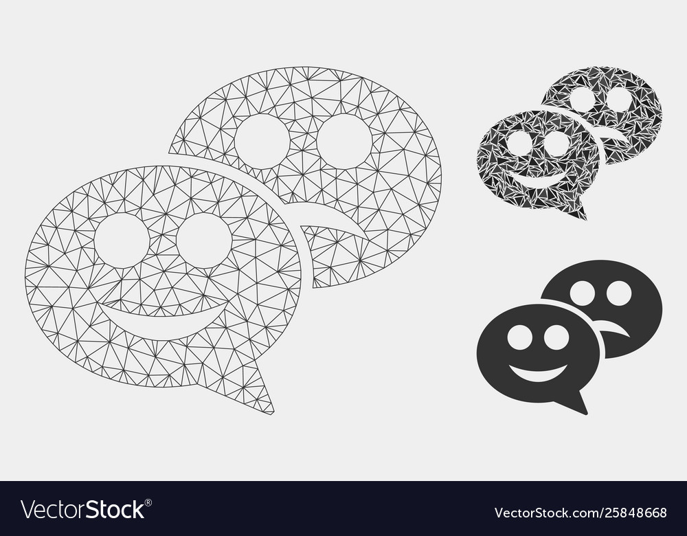 Emotion chat messages mesh network model vector image Emotion chat messages mesh network model