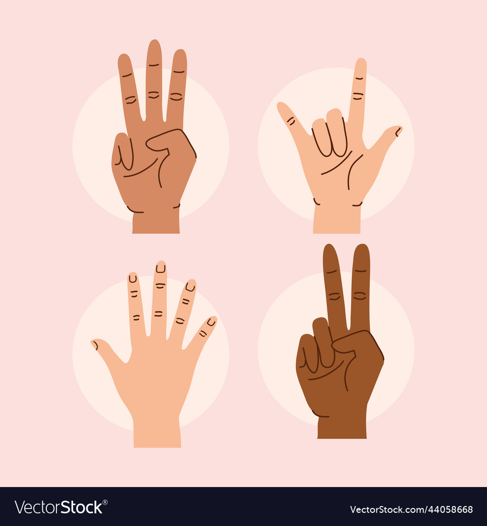 Four hands human gestures Royalty Free Vector Image