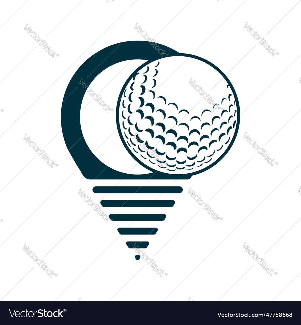 Golf ball and pin location mark Royalty Free Vector Image