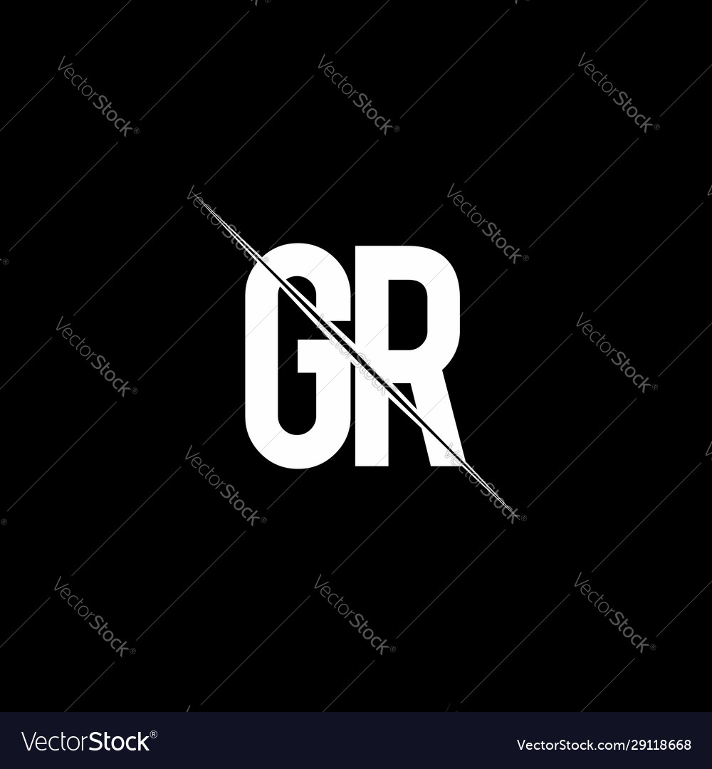 Gr logo monogram with slash style design template