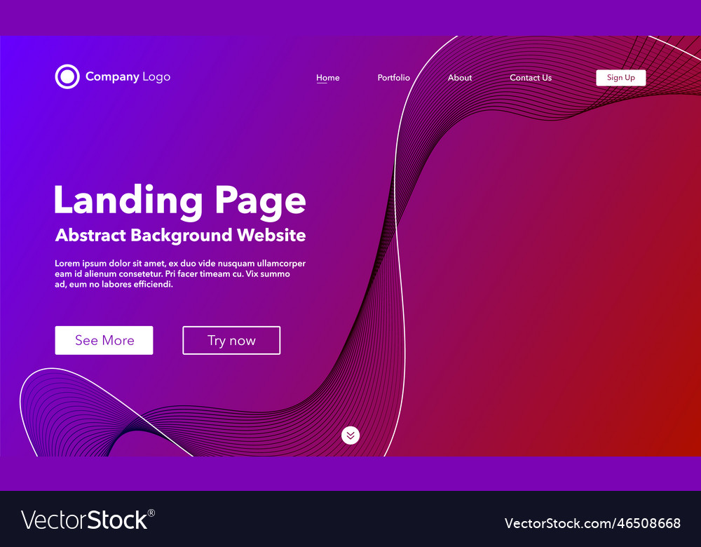 Gradient abstract wave background landing page vector image Gradient abstract wave background landing page