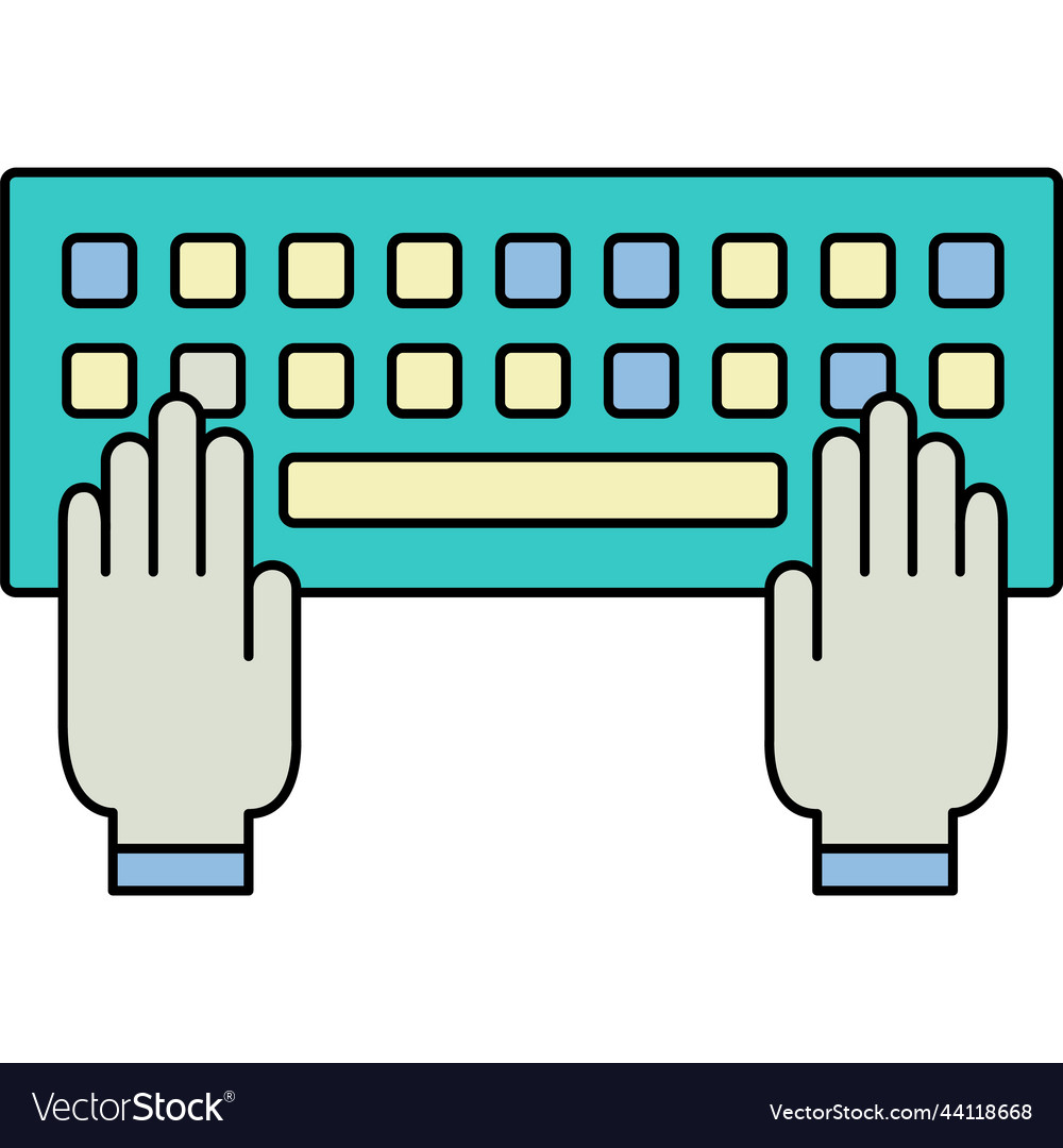 Hand on Computer Keyboard Icon