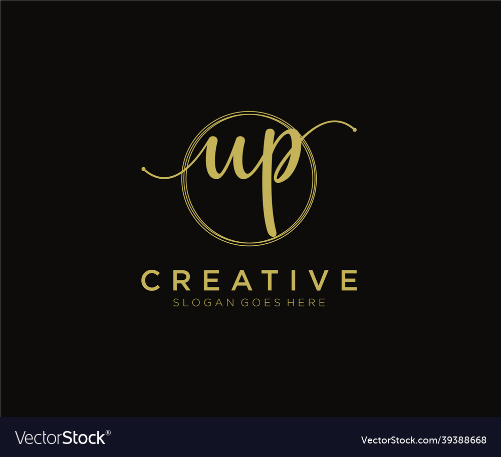 Initial up feminine logo beauty monogram Vector Image