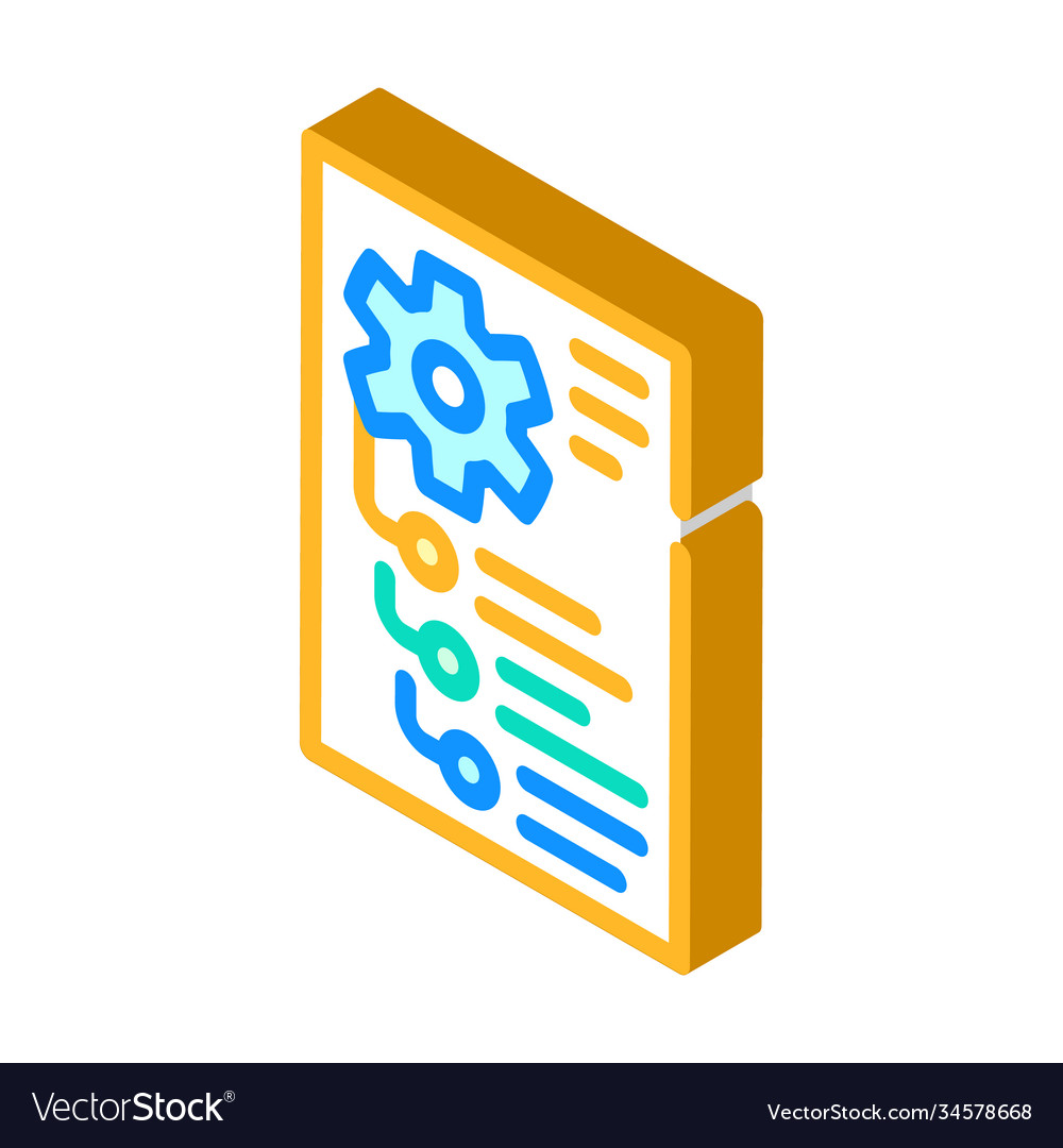 Mechanism instruction paper list isometric icon vector image Mechanism instruction paper list isometric icon