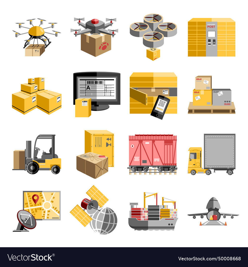 New logistics flat icons set