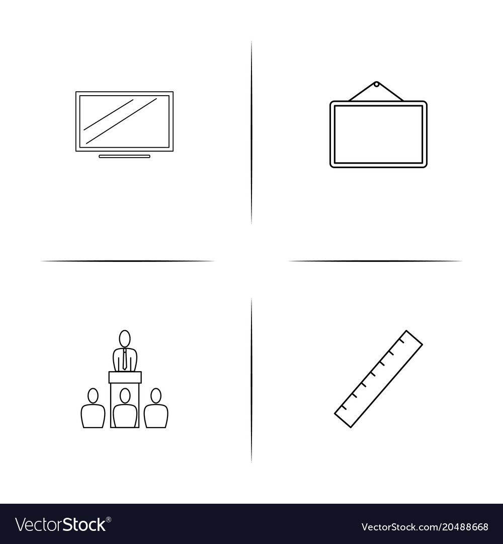 Office simple linear icons set outlined