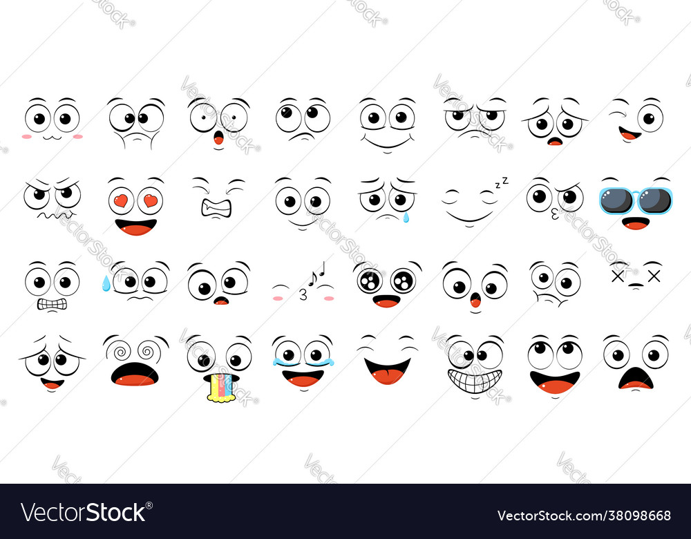 Set emoticons with different mood Royalty Free Vector Image