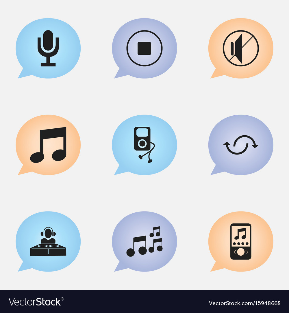 Set of 9 editable melody icons includes symbols