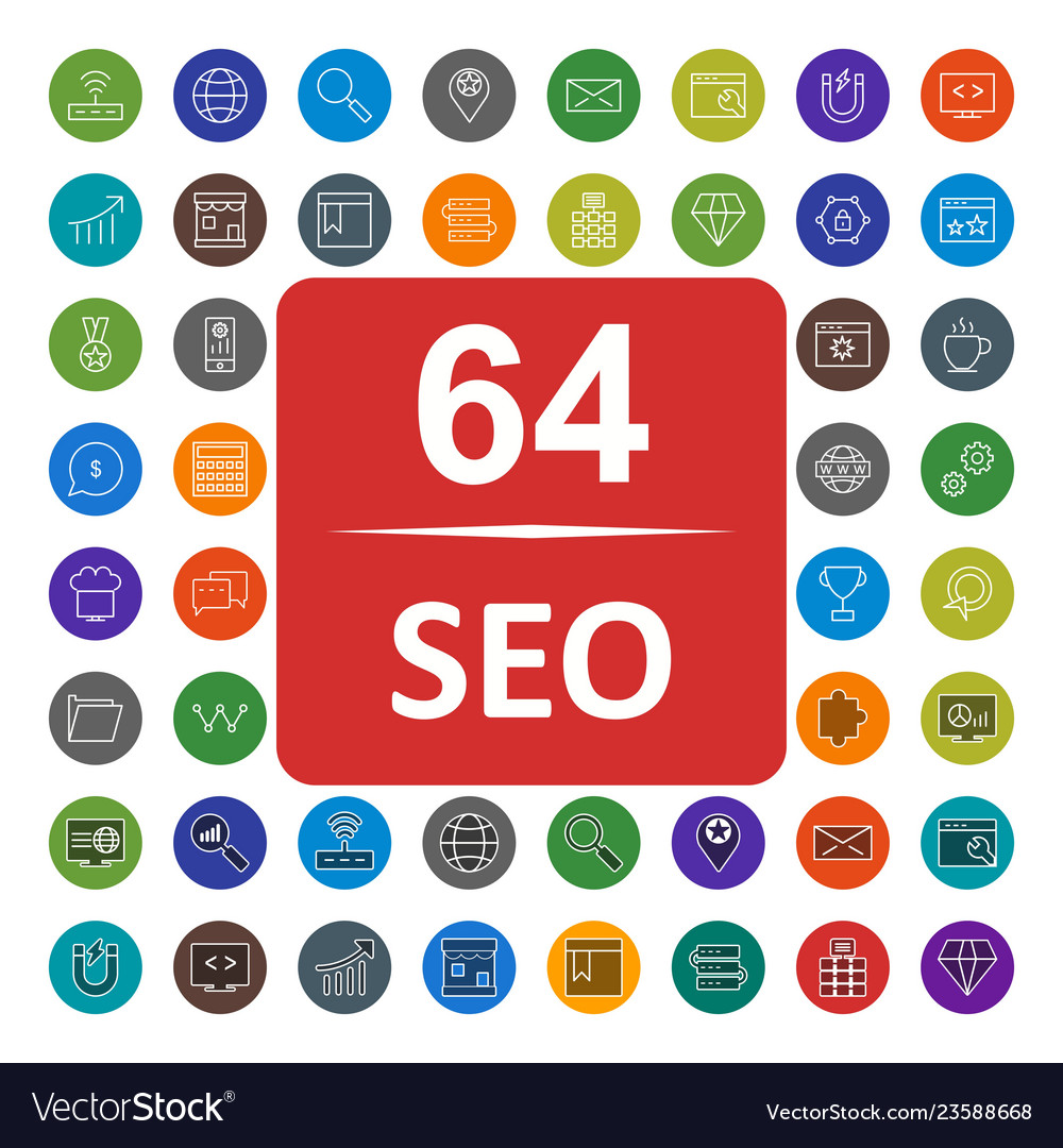 Set of seo search engine optimization icons vector image Set of seo search engine optimization icons