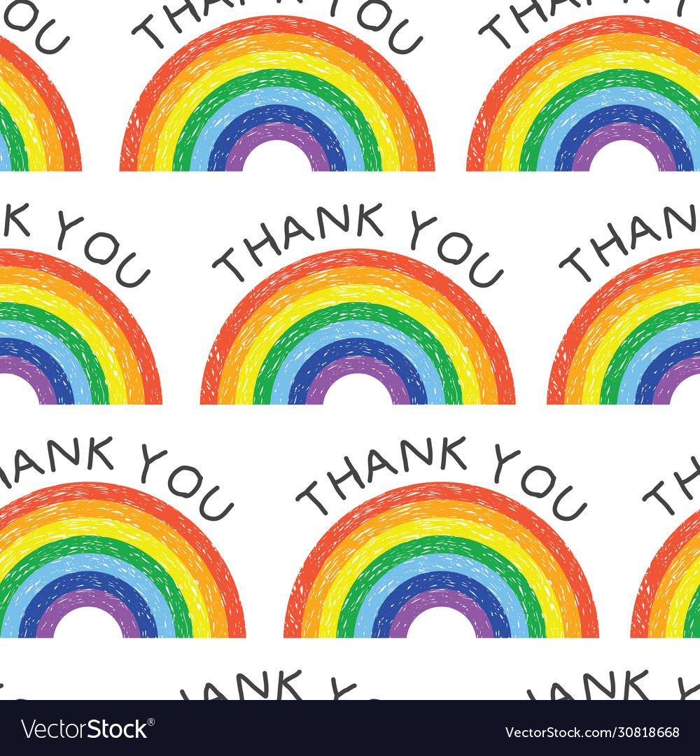 Thank You Text And Colored In Rainbows Pattern Vector Image 2028