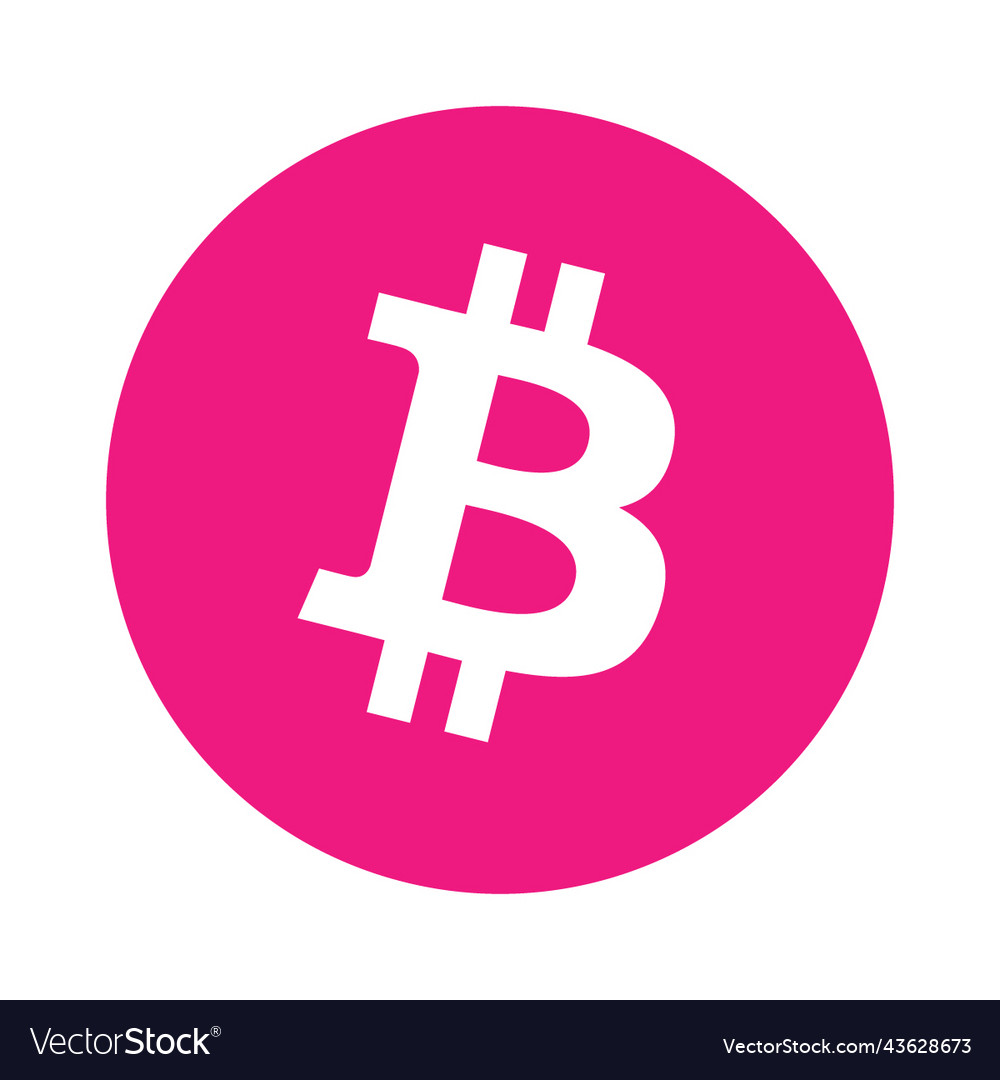 Bitcoin icon cryptocurrency in hot pink