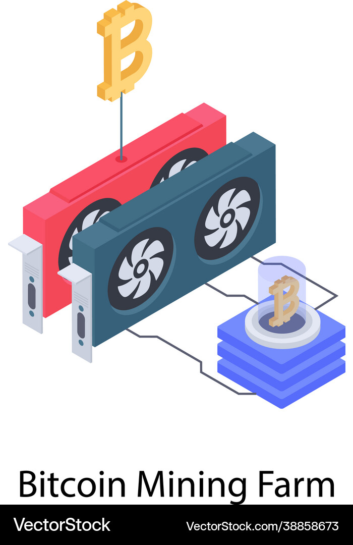 Bitcoin mining farm Royalty Free Vector Image - VectorStock