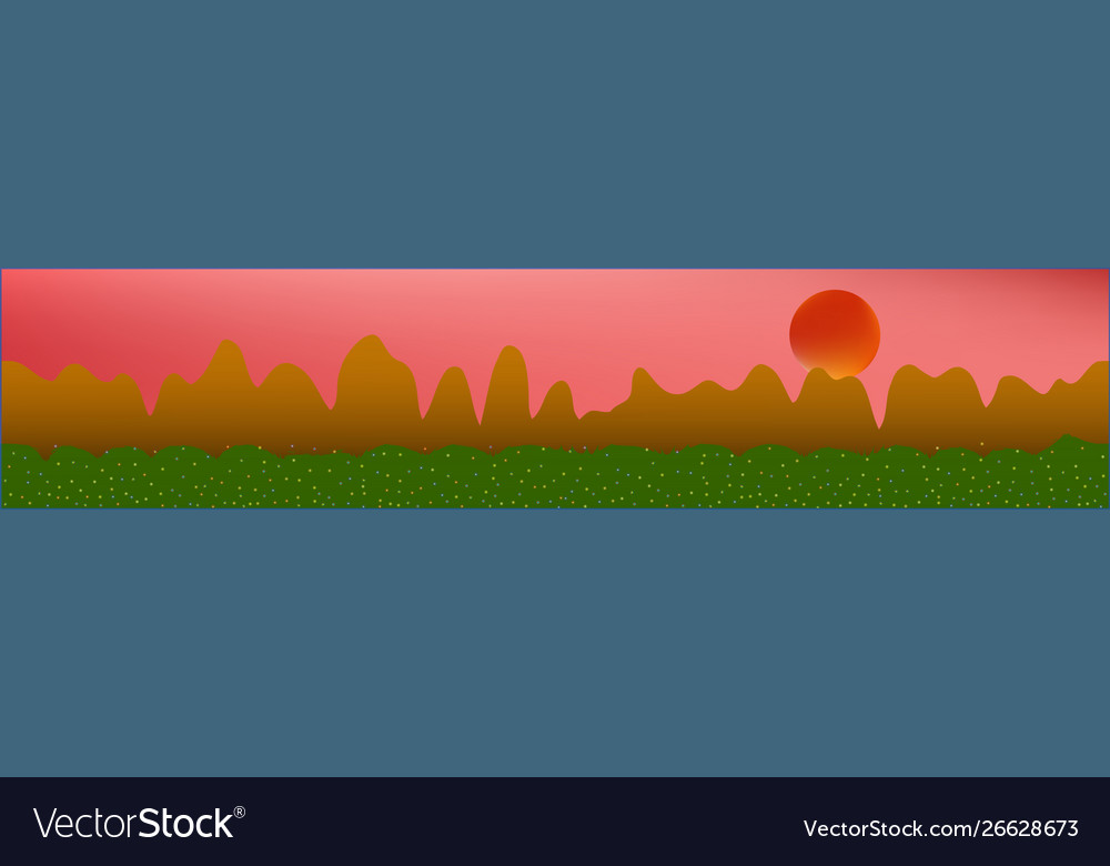 Coral sky and mountains landscape