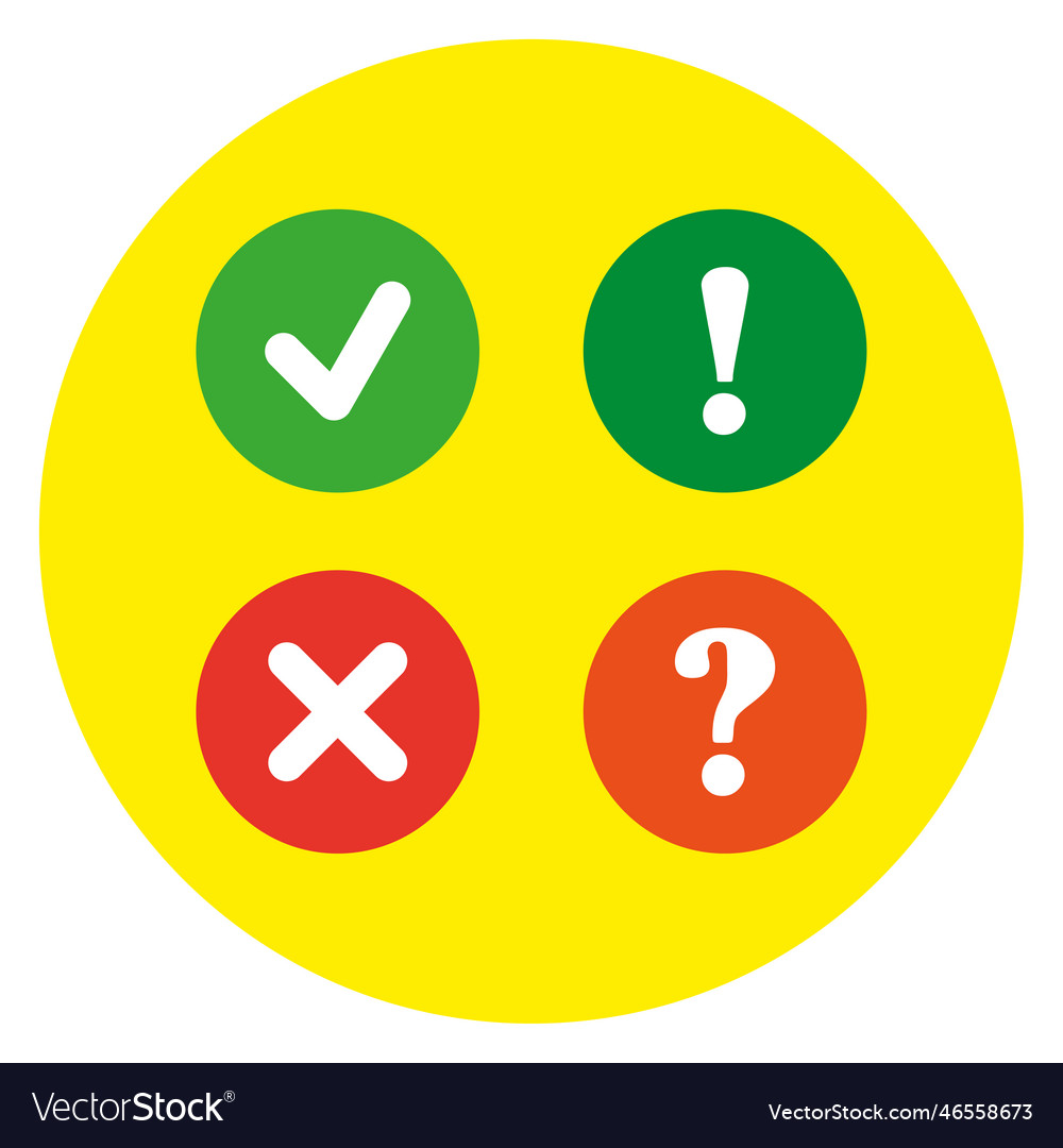 Cross checkmark exclamation question marks vector image Cross checkmark exclamation question marks