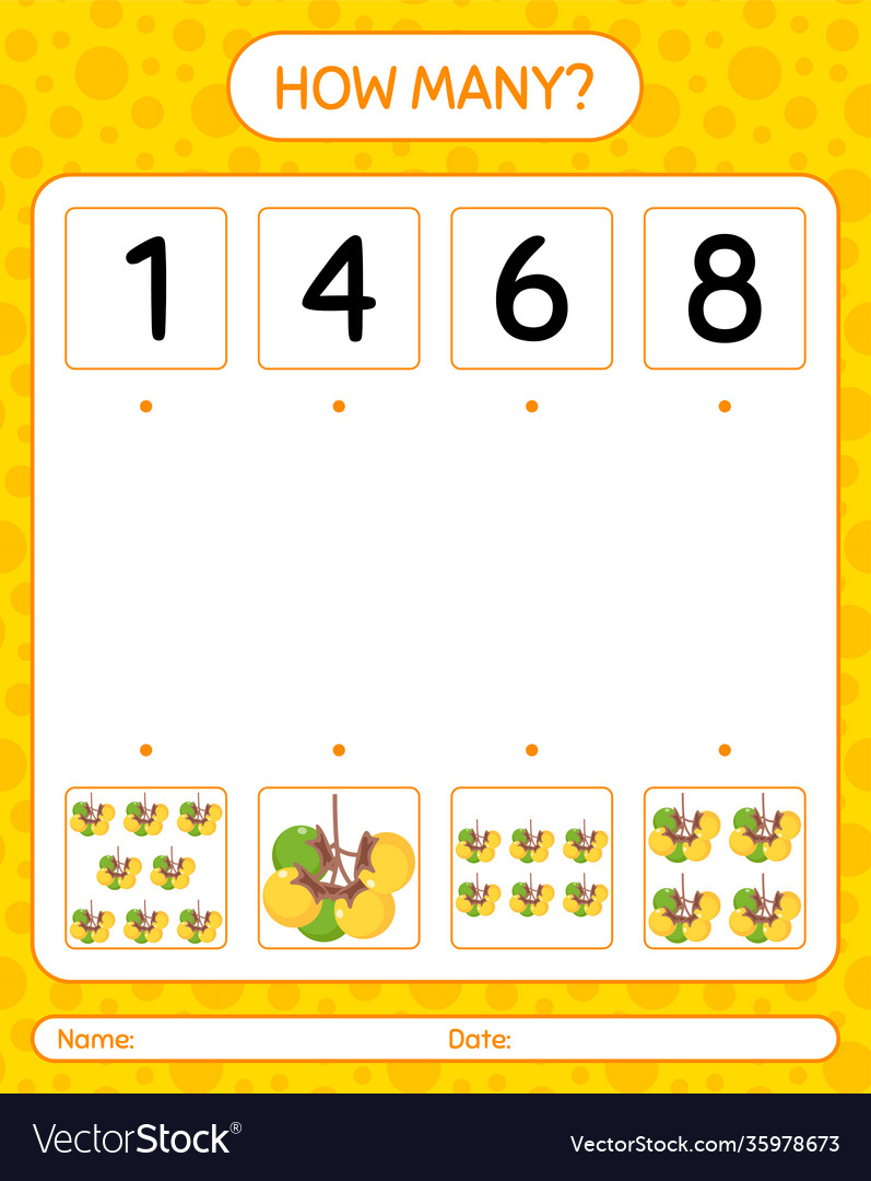 How many counting game with nance worksheet Vector Image How many counting game with nance worksheet
