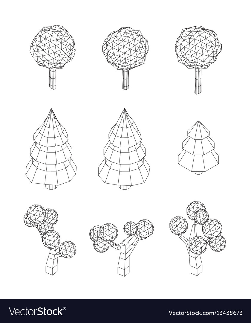 Isometric tree set landscape constructor vector image Isometric tree set landscape constructor