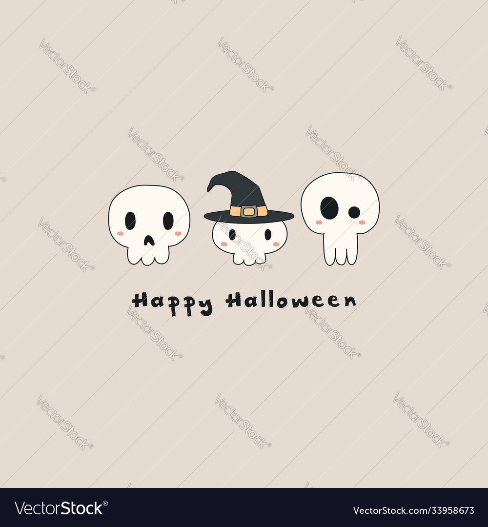 Kawaii halloween card with skulls vector image Kawaii halloween card with skulls