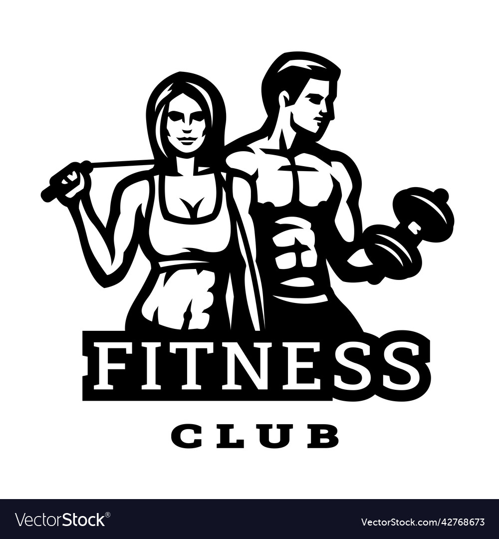 Man and woman fitness club logo Royalty Free Vector Image