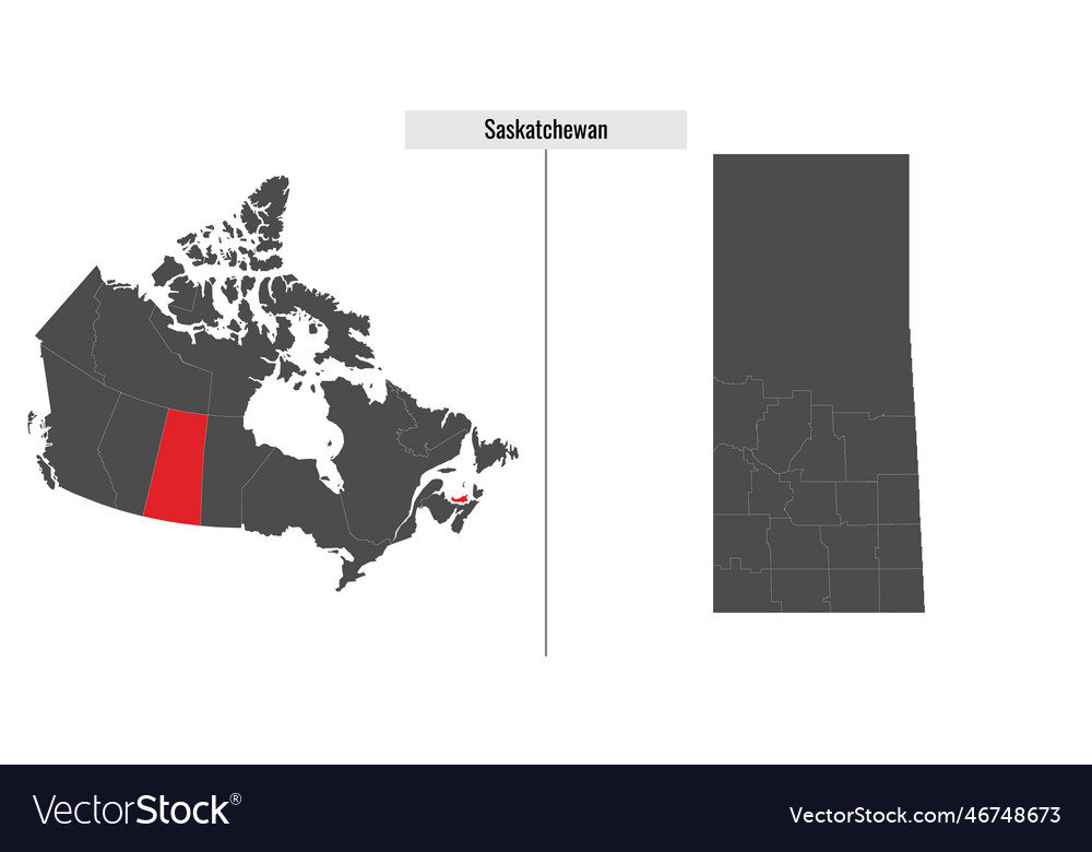 Map of saskatchewan province canada Royalty Free Vector