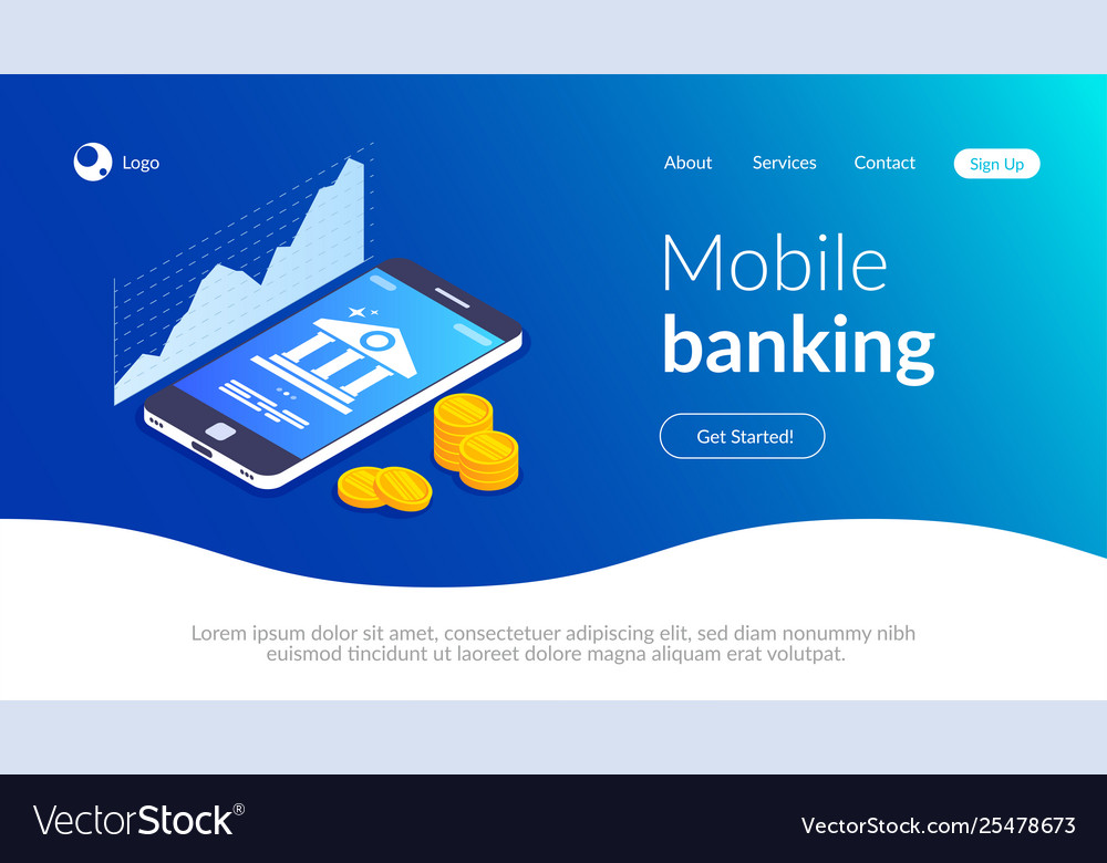 Mobile banking concept online bank template bank Vector Image