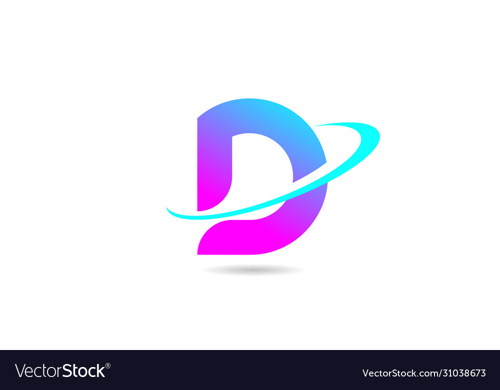 Pink blue d alphabet letter logo icon design