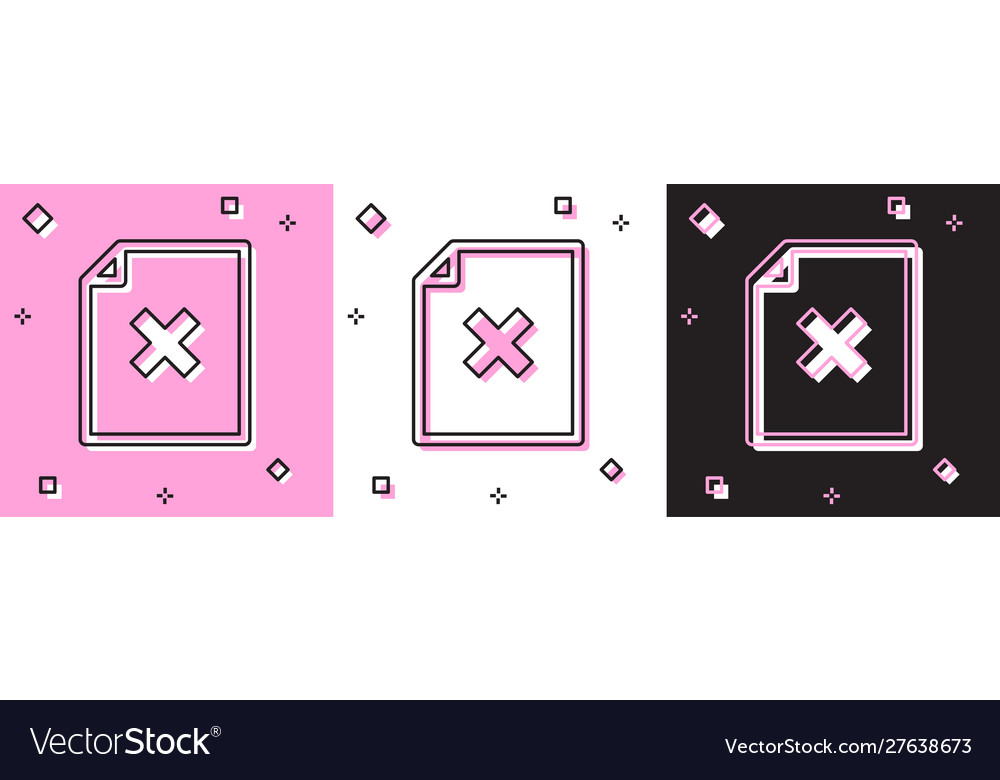 Set delete file document icon isolated on pink Vector Image Set delete file document icon isolated on pink