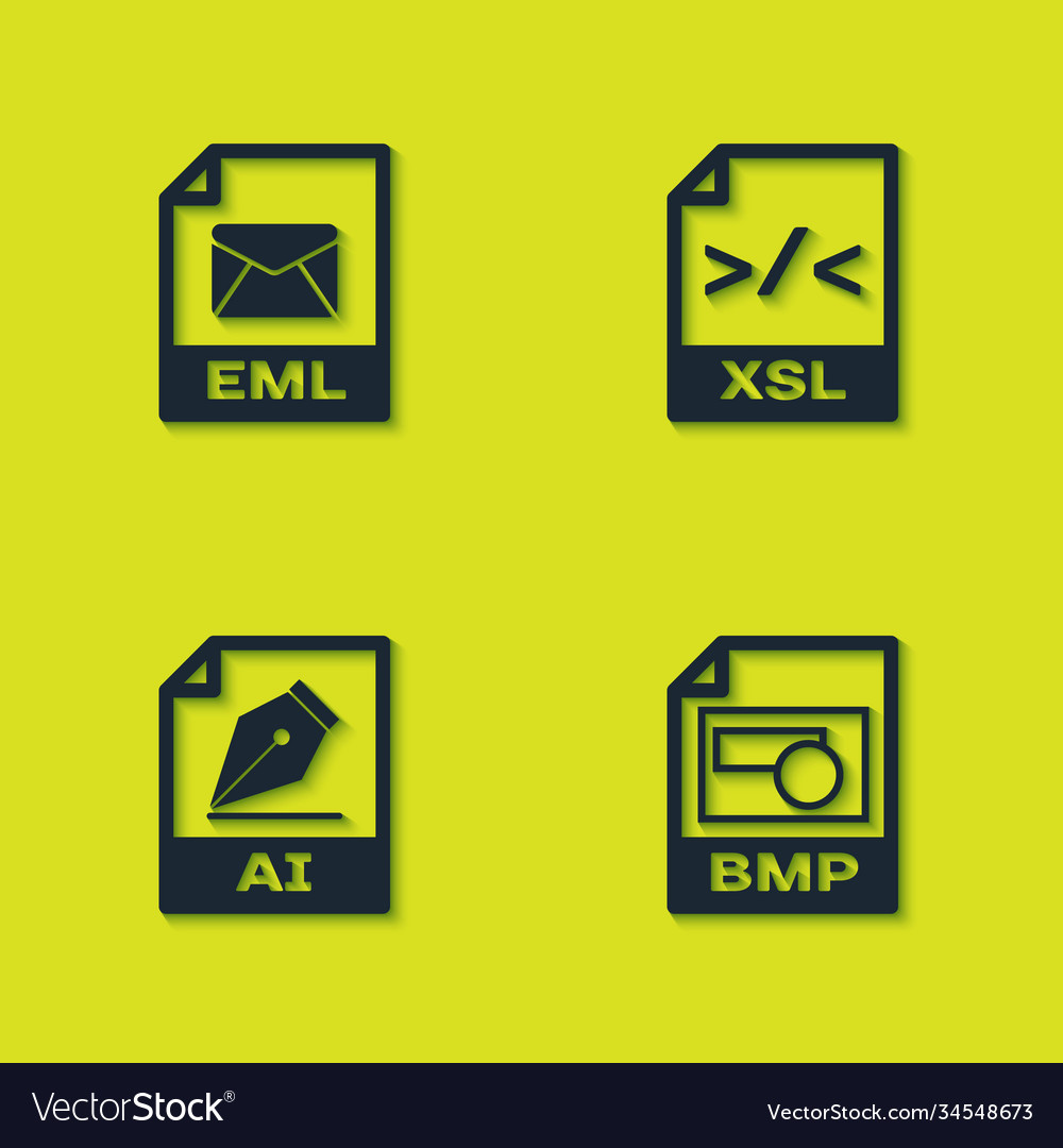 Set eml file document bmp ai and xsl icon vector image Set eml file document bmp ai and xsl icon