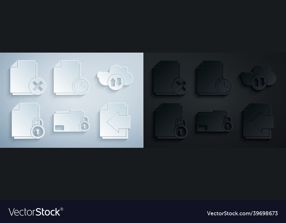 Set folder and lock cloud download upload vector image Set folder and lock cloud download upload