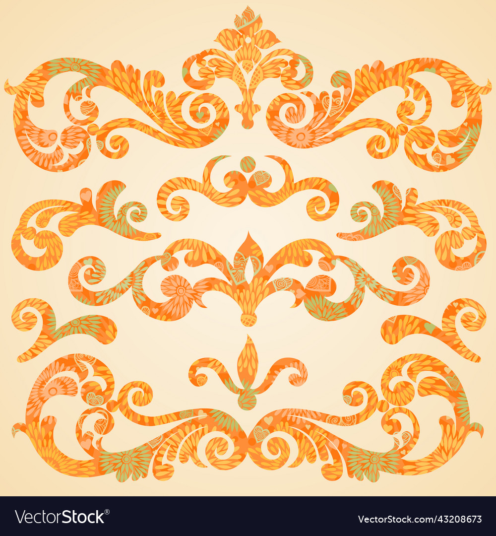 Set of scrolls and vignettes in victorian style vector image Set of scrolls and vignettes in victorian style