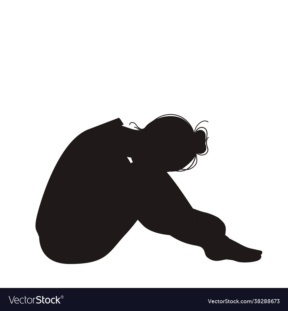 Sitting Woman Black Silhouette Royalty Free Vector Image