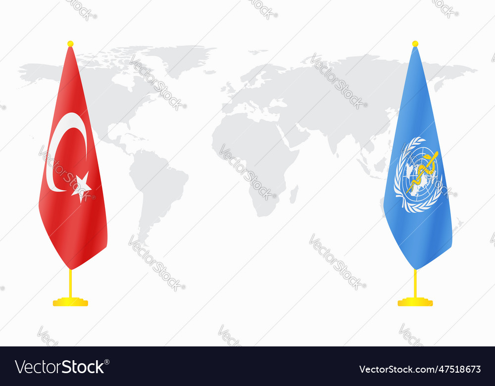 Turkey and world health organization flags Vector Image