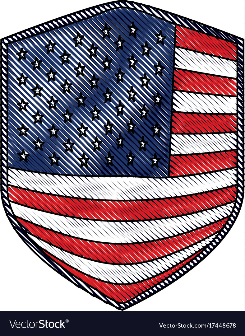 Badge of flag united states america in colored