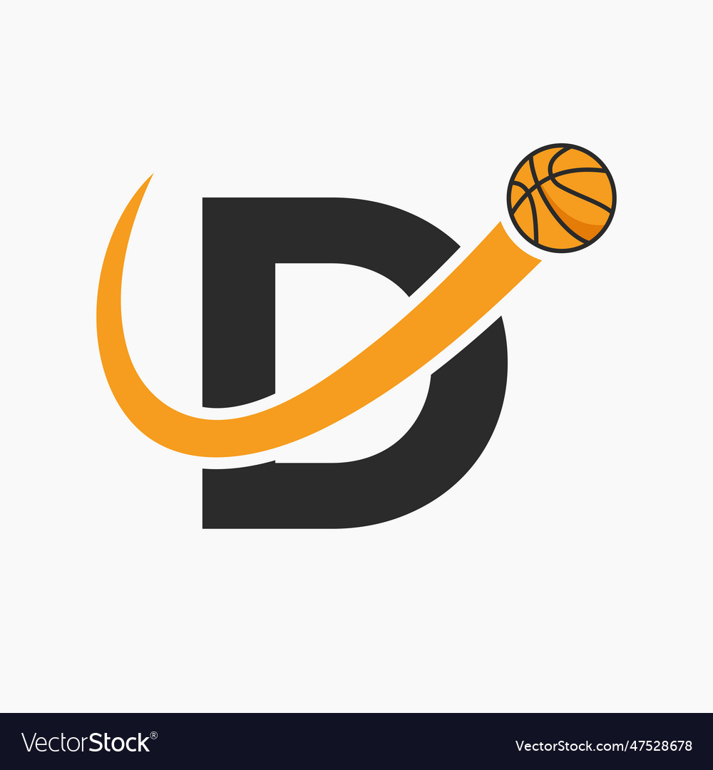 Basketball logo on letter d concept basket club