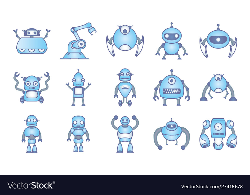 Bundle robots cyborg set icons