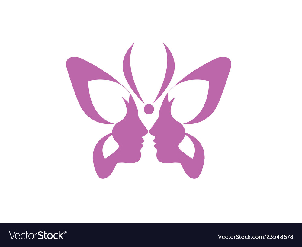 Download Butterfly double face ladies logo beauty Vector Image